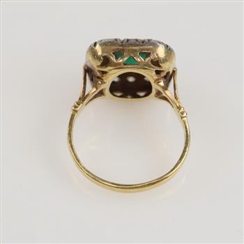 18kt Two Tone Gold Diamond And Emerald Vintage Ring-Evaluated By Our Certified Gemologist-AGS/GIA