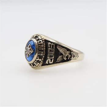 18kt White Gold Blue Stone Diamond Accent Class Ring