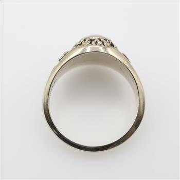 18kt White Gold Blue Stone Diamond Accent Class Ring