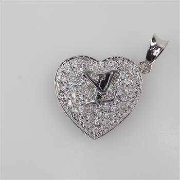 18kt White Gold Clear Stone Heart Pendant