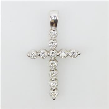 18kt White Gold Diamond Cross Pendant