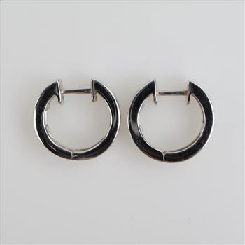 18kt White Gold Diamond Hoop Earrings