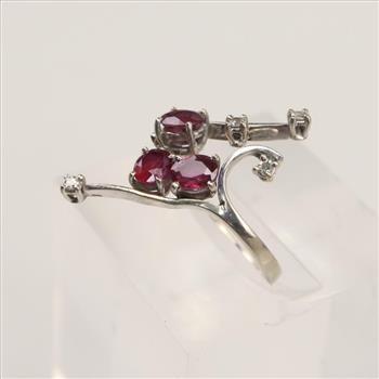 18kt White Gold Diamond Ruby Ring