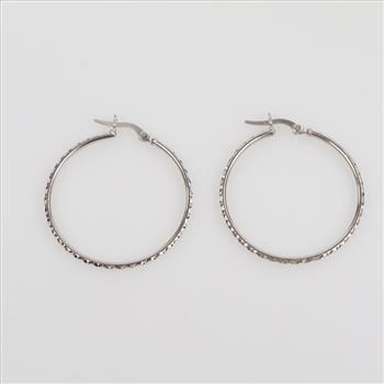 18kt White Gold Hoop Earrings