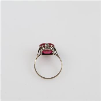 18kt White Gold Ruby, Diamond Accent Ring