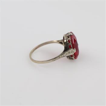 18kt White Gold Ruby, Diamond Accent Ring
