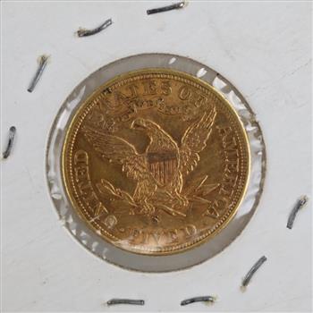 1901-S US Liberty Head Fine Gold Half Eagle 5 Dollars