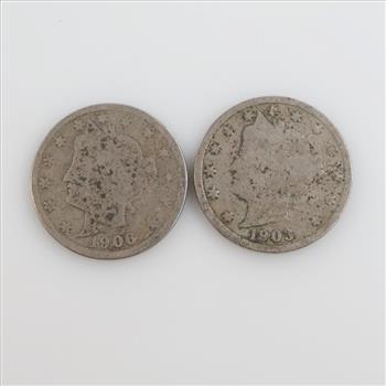 1903 & 1906 Liberty Head Nickel, 2 Pieces