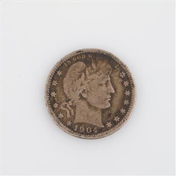 1904-O US Silver Barber Quarter