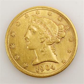 1904-S US Liberty Head Gold Five Dollar Coin