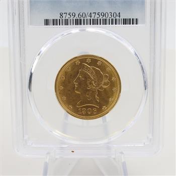 1906 MS60 Liberty Head 10 Dollar Gold Coin PCGS Graded