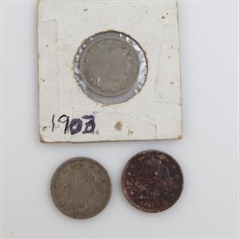 1911 & 1903 Liberty Head Nickel, 3 Pieces