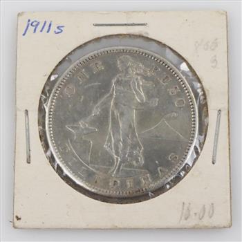 1911-S Philippines One Peso Silver Coin