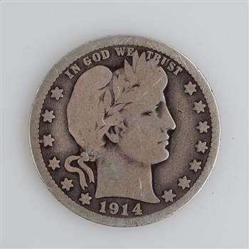 1914-D Barber Silver Quarter