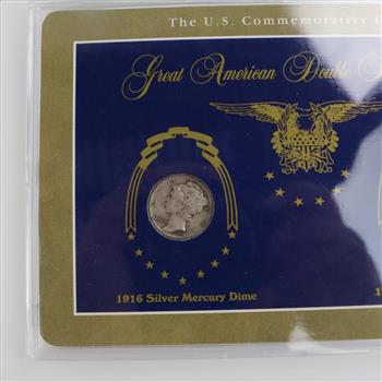 1916 Double Dated Silver Dime Great American Coin Set