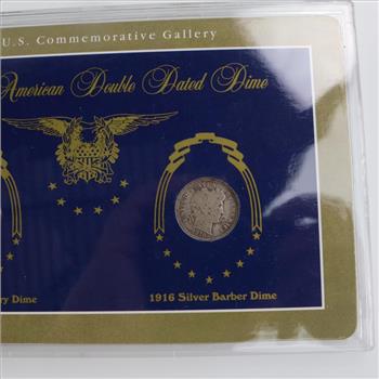 1916 Double Dated Silver Dime Great American Coin Set