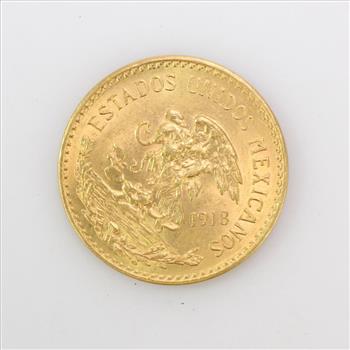 1918 Gold Mexican 20 Pesos Coin