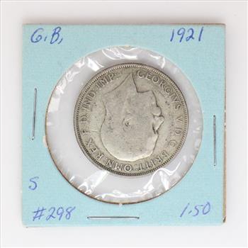 1921 Silver British One Florin Coin