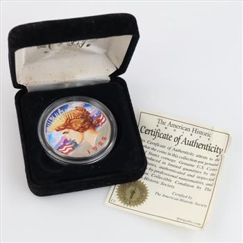 1922 Peace Colorized Silver Dollar Includes COA