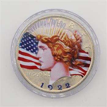 1922 US Colorized Silver Peace Dollar