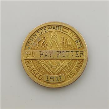 1926 10kt GP Gen. George Washington As A Mason Token