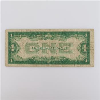 1928-A US Silver Certificate 1 Dollar Bill, Funnyback
