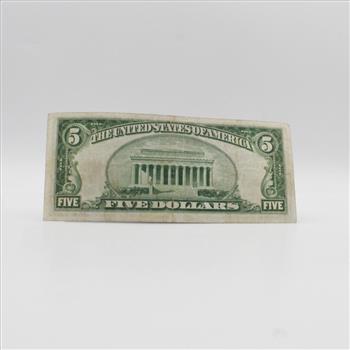 1929 National Currency $5 Indianapolis, IN