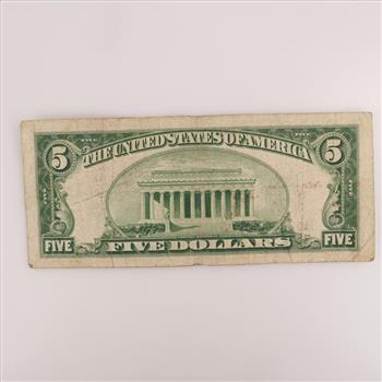 1934 D US Silver Certificate 5 Dollars