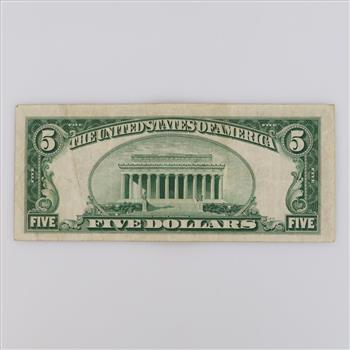 1934-C US $5 Silver Certificate
