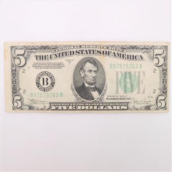 1934-C US Federal Reserve Note Five Dollar Bill