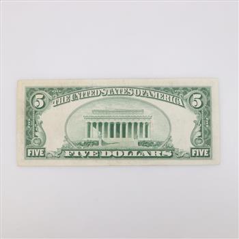 1934C US Five Dollar Silver Certificate