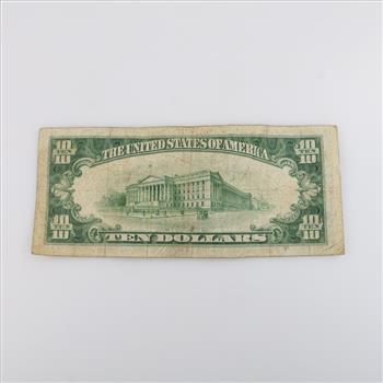 1934-C US Silver Certificate 10 Dollar Bill