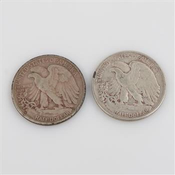 1935-D & 1942 Walking Liberty Silver Half Dollar, 2 Pieces