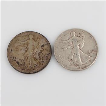1935-D & 1942 Walking Liberty Silver Half Dollar, 2 Pieces