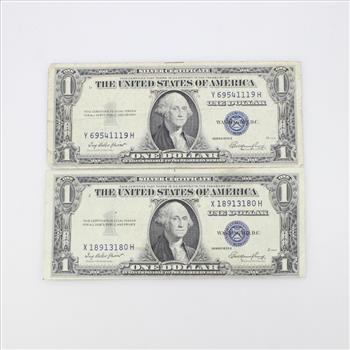1935-E Silver Certificate One Dollar, 2 Pieces