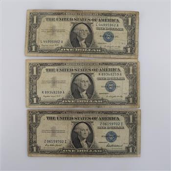 1935-F & 1957-A US Silver Certificates, 3 Bills