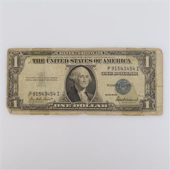 1935-F US Silver Certificate 1 Dollar Error Cut Bill