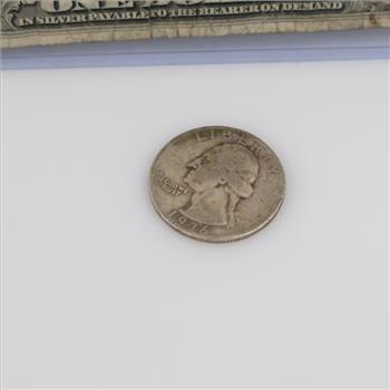 1935-F US Silver Certificate One Dollar & 1936 US Silver Quarter, 2 Pieces