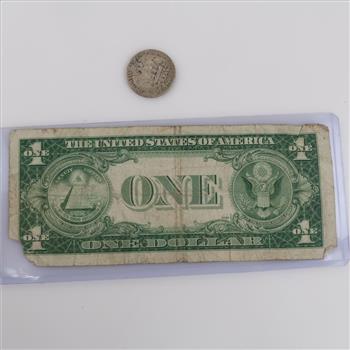 1935-F US Silver Certificate One Dollar & 1936 US Silver Quarter, 2 Pieces