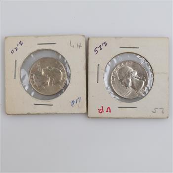 1941 & 1942 Washington Silver Quarter, 2 Pieces