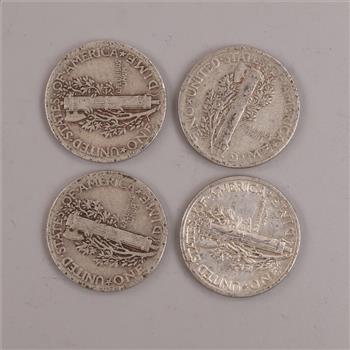 1941 Mercury Silver Dimes, 4 Pieces