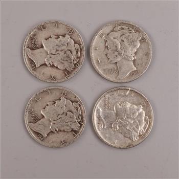 1941 Mercury Silver Dimes, 4 Pieces