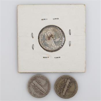 1942 & 1942D US Mercury Silver Dimes, 3 Pieces