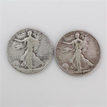 1942 & 1944 Silver Walking Liberty Half Dollar, 2 Pieces