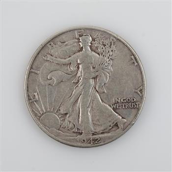 1942 US Walking Liberty Silver Half Dollar