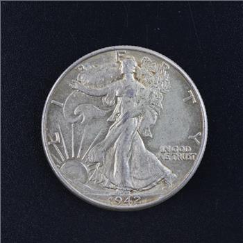 1942 US Walking Liberty Silver Half Dollar