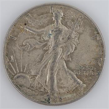 1942 US Walking Liberty Silver Half Dollar