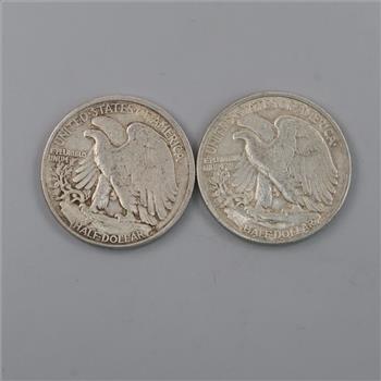 1942 Walking Liberty Silver Half Dollar, 2 Pieces
