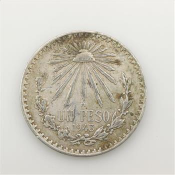 1943 Mexican Un Peso Silver Coin