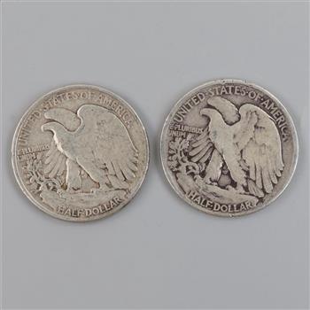 1944 & 1941 US Walking Liberty Silver Half Dollar